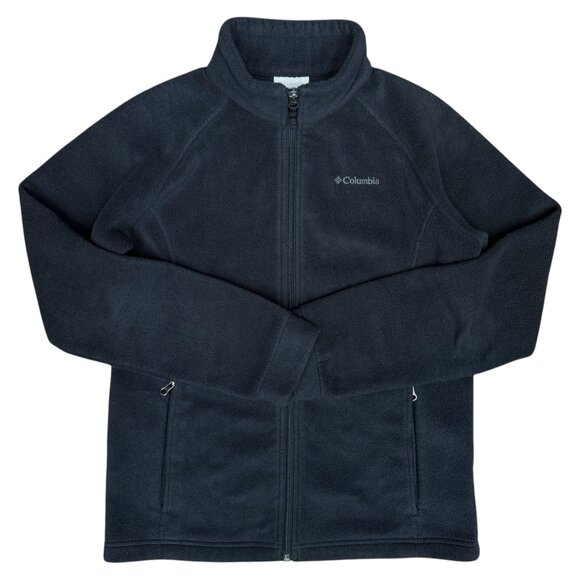 Girls COLUMBIA Benton Springs‎ Fleece Zip-Up Jacket Black | Size Large (14-16) - Picture 1 of 9